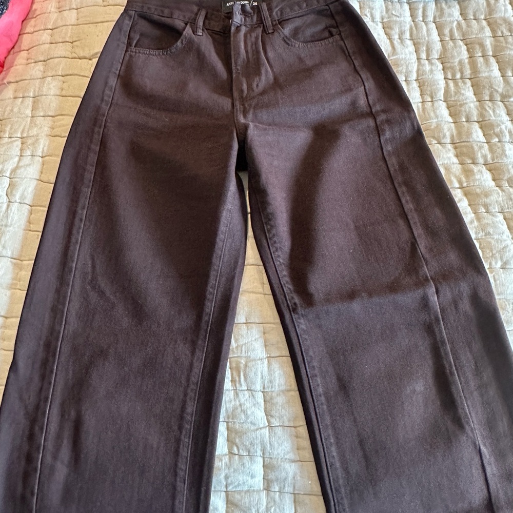 Just Black Women's Wide-Leg Jeans in Dark Brown